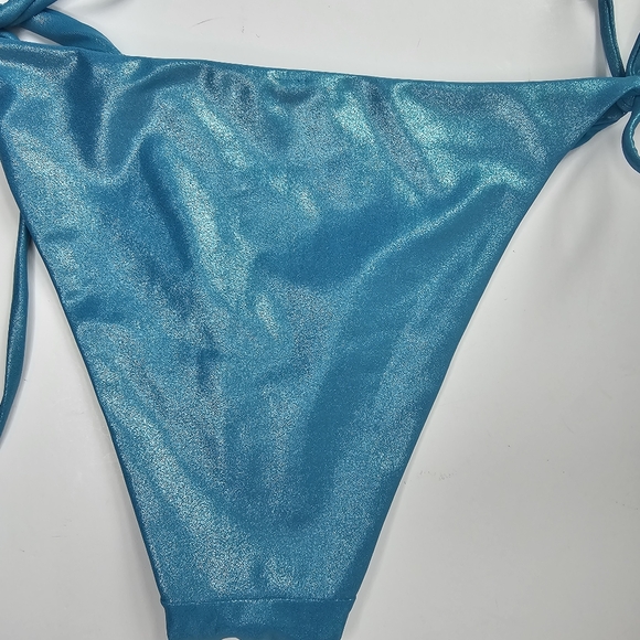 NWOT Urban Outfitters Out From Under Metallic Teal Liquid Shine Bikini Bottom L - Picture 7 of 7